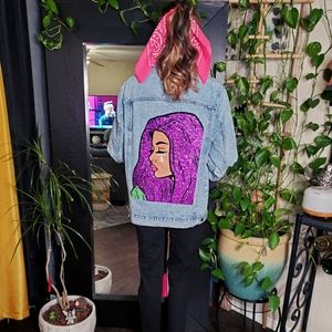 Jean jacket customized with crystal